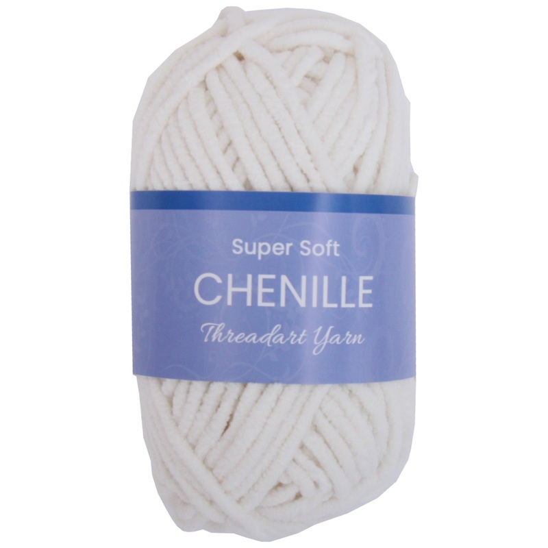 Super Soft Chenille Yarn - #5 - Off White - 50 gram skeins - 60 yds