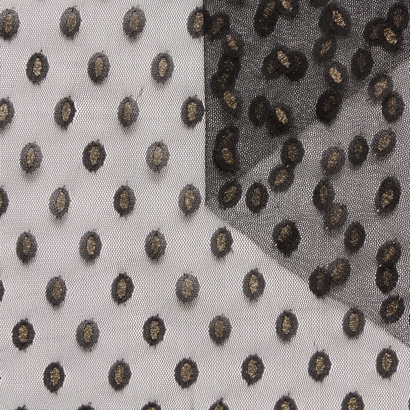 T25M13723 | Gold Dots On Tulle Black