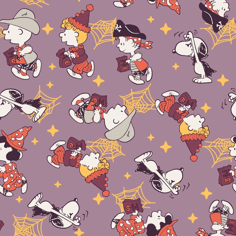Peanuts Halloween Costume Party on Light Purple Fabric