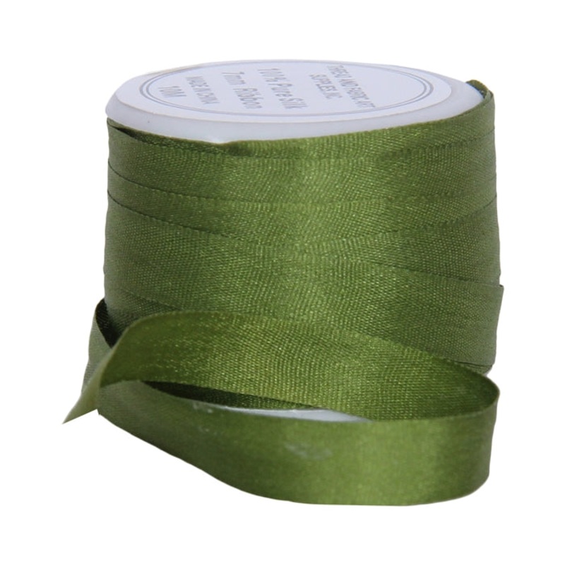 Silk Ribbon 7mm Dk Sage x 10 Meters No. 653