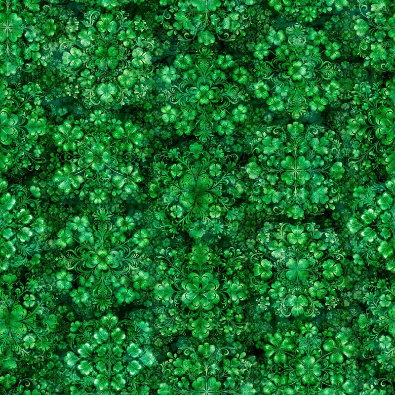 Spirit Of Ireland Shamrock Clusters Green Clover Saint Patrick's Day Fabric 31655 - QT Quilting Cotton Fabric