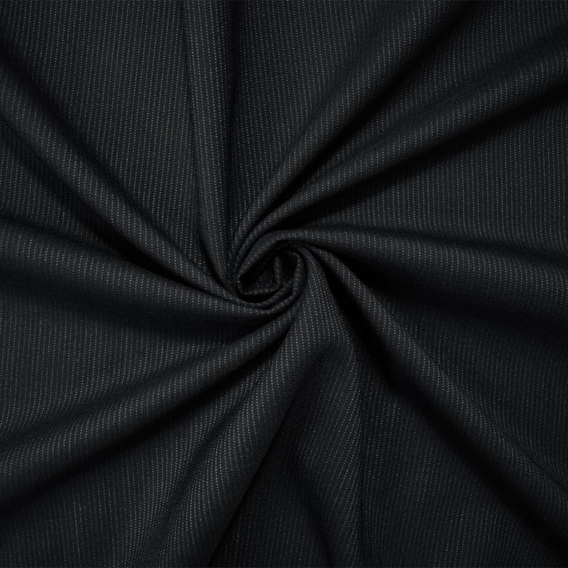 8 YD PC-Black-Gray Wool Rayon Stripe Woven Shirting Fabric