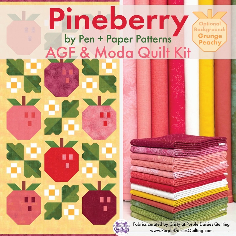 Pineberry Pen + Paper Patterns AGF+Moda Quilt Kit with Peachy bkgd