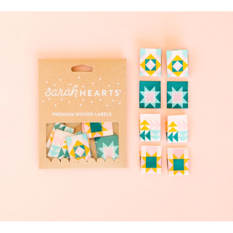Sarah Hearts Premium Woven Labels : Quilt Block Multipack