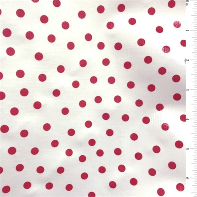 Red Dot Oilcloth Fabric - Reorderable