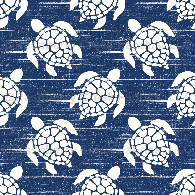 Sea Turtles in Crisp Navy, Coastal Summer Vacation by KristenInStitches