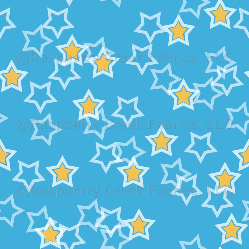 Yellow and white stars on sky blue
