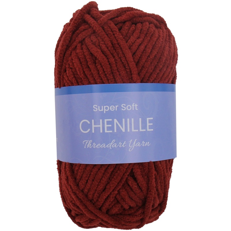 Super Soft Chenille Yarn - #5 - Burgundy - 50 gram skeins - 60 yds