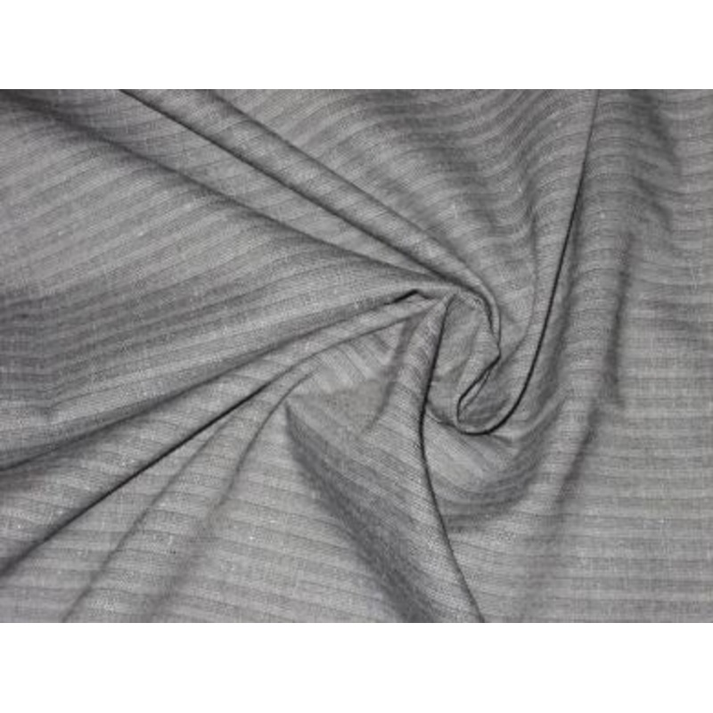 Superb Quality Linen Club Grey with Light grey horizontal stripe Fabric ~ 58" wide