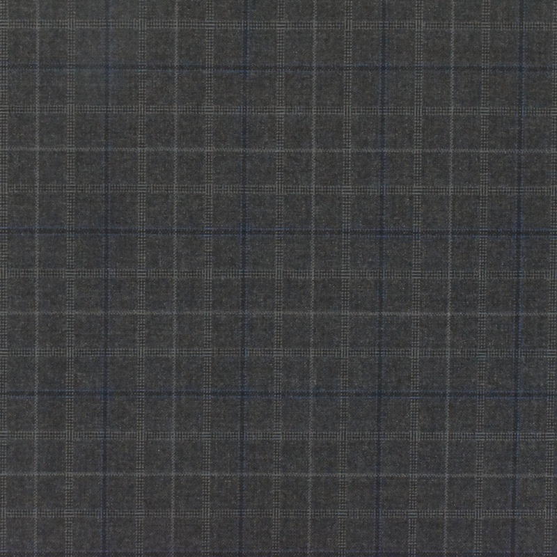 Night Gray-Blue-Multi Check Wool-Poly Woven Suiting Fabric
