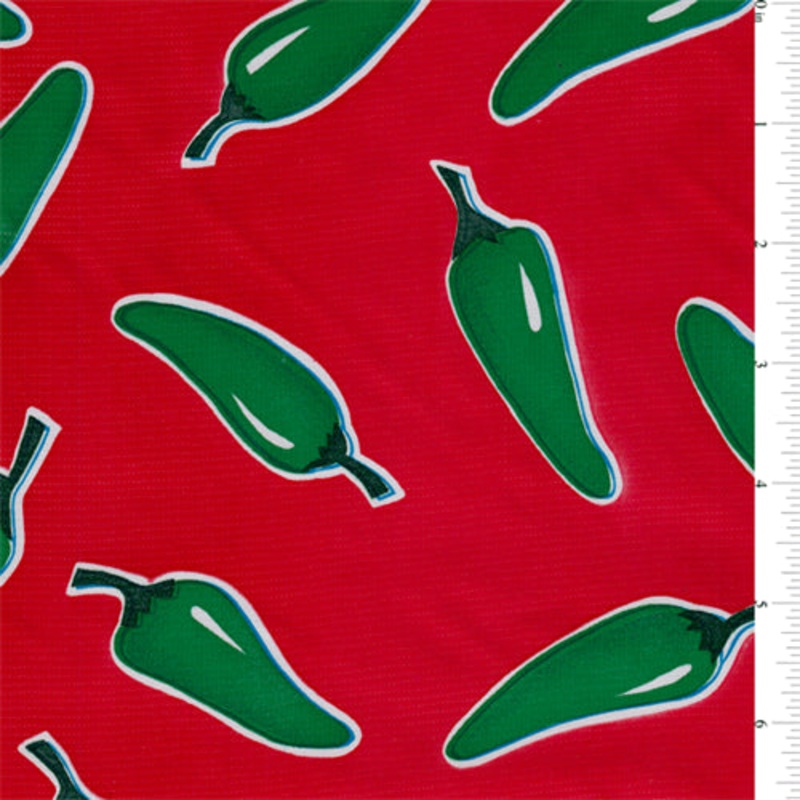 Red Chili Pepper Oilcloth Roll Fabric - Reorderable