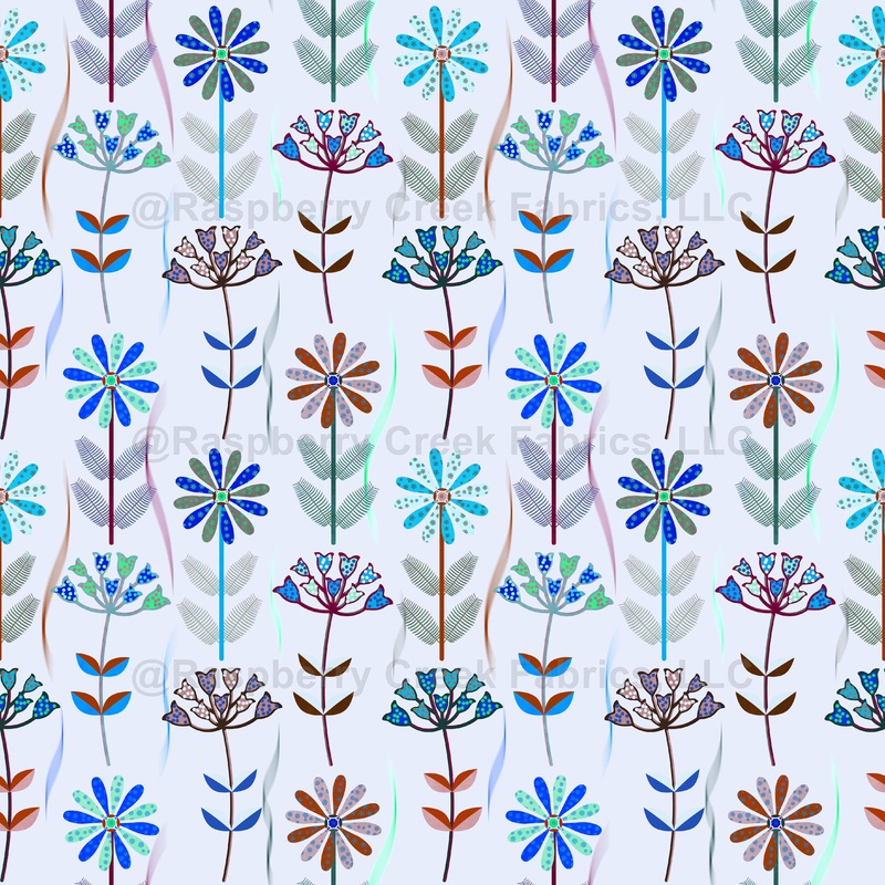 Retro Carnival Blooms Blue