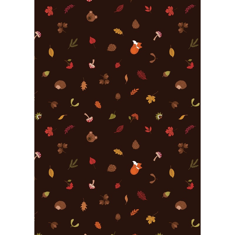 A Winter Nap - Foxes and Hedgehogs on Dark Brown - Lewis and Irene - 100% Cotton Fabric