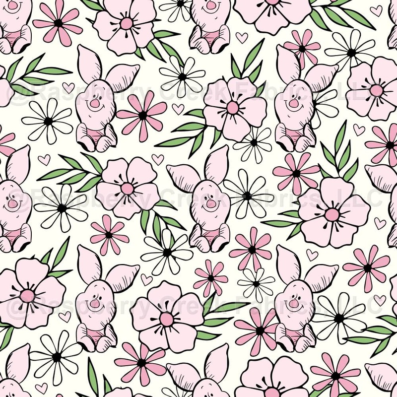 Piglet Floral on Ivory