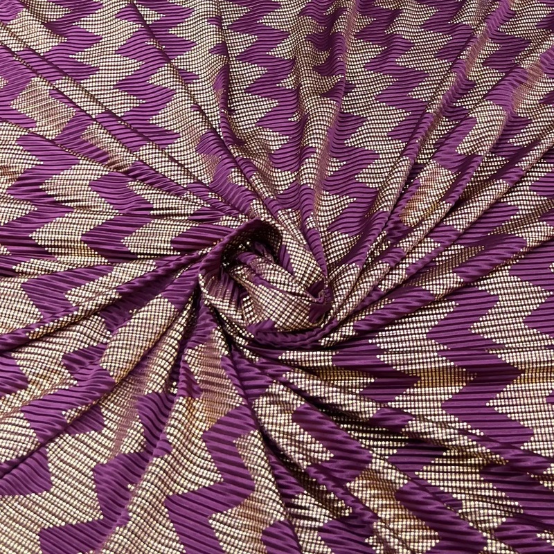 Purple Gold Zig Zag Pleated Satin Foil