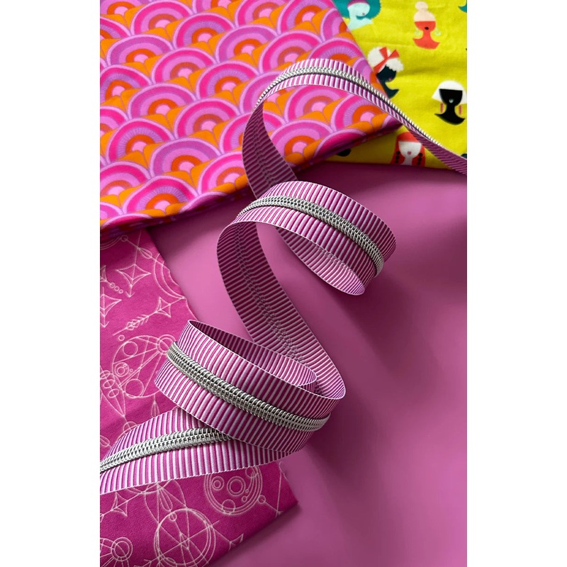 Sassafras Lane - 3 Yds Purple Stripe Zipper Tape with Nickel Teeth