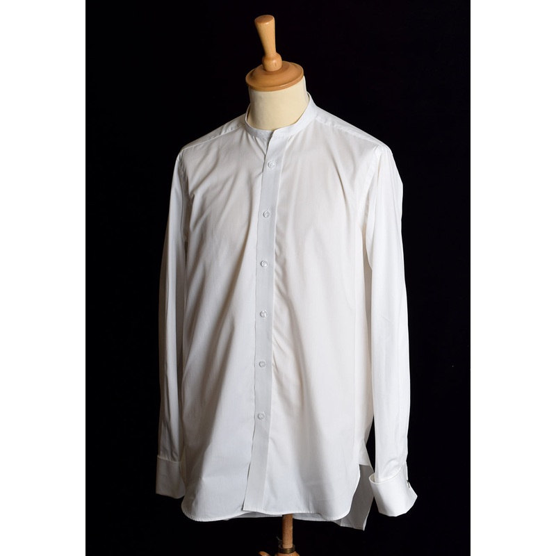 REDUCED Collarless White Poplin Tunic Shirt (SH200R)