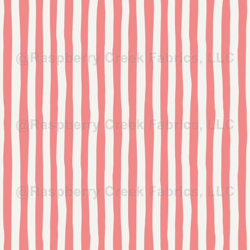 Salmon Pink Ivory Wonky Stripes