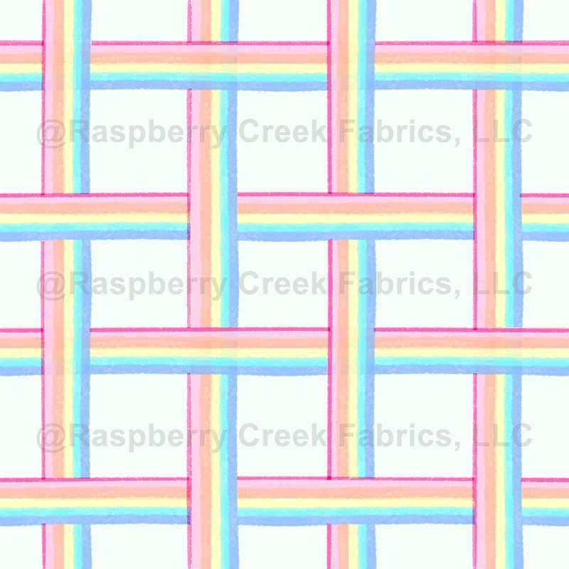 Woven Rainbow Watercolor Plaid on Pale Mint Green