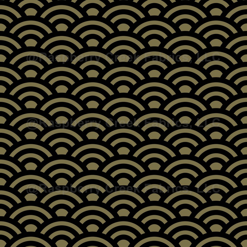 Seigaiha, Waves, Traditional Japanese Pattern, Black and Gold