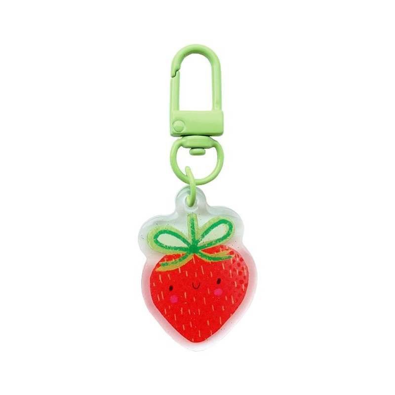 Strawberry Zipper Glitter Charm by Lizzy House