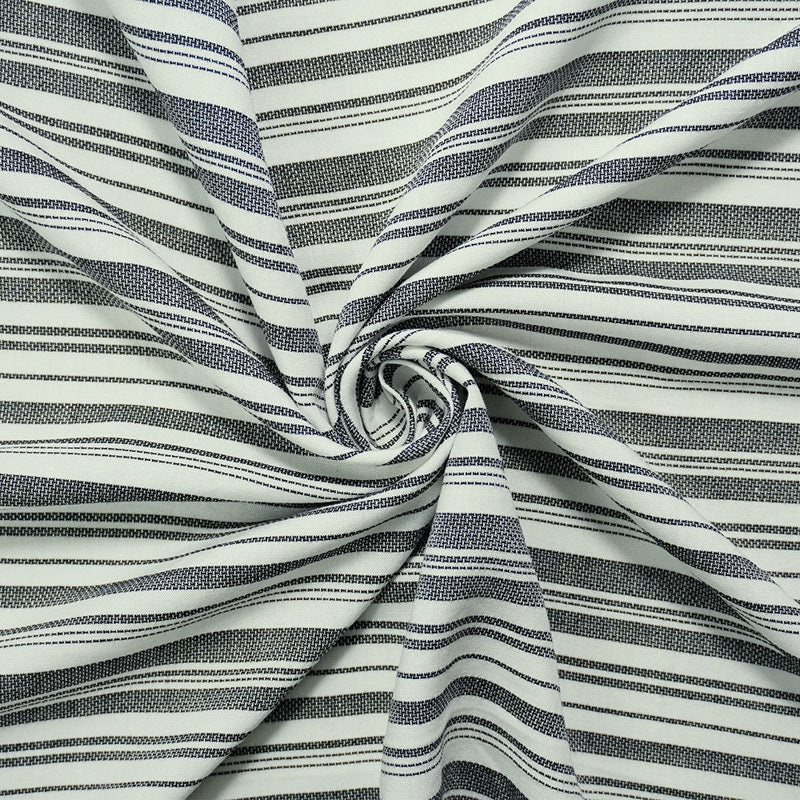 Black-White Rayon Cotton Stripe Dobby Woven Fabric