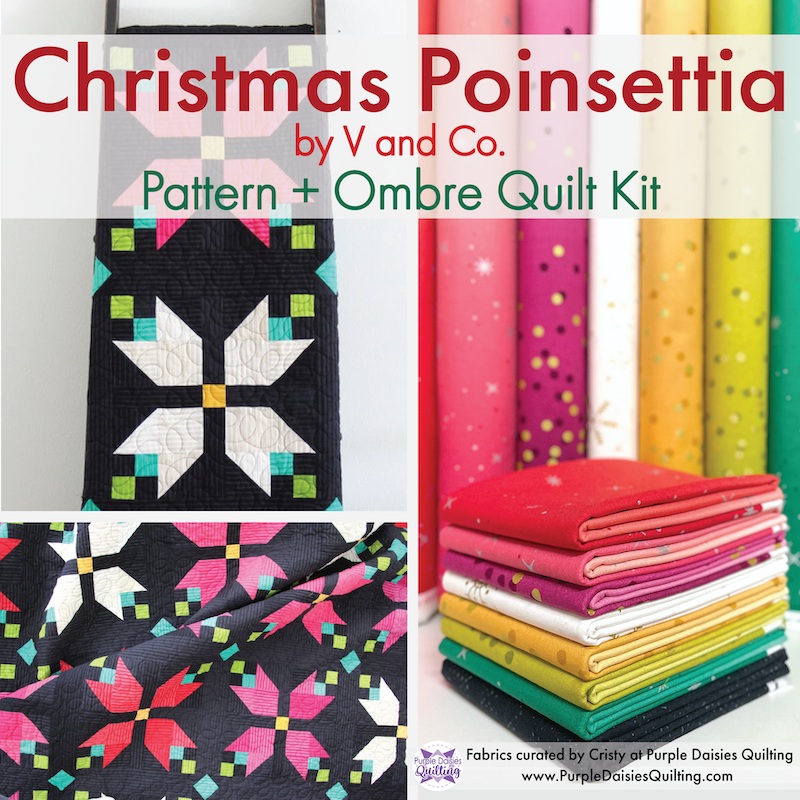 Christmas Poinsettia Quilt Kit Ombres by V & Co.