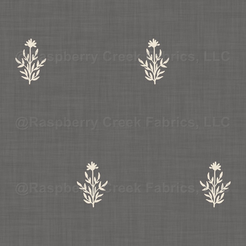 Ragworts Wildflowers in Geometric Order on Linen Texture in Beige Dark Gray