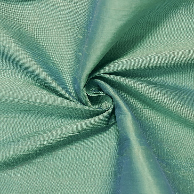 Turquoise-Deep Blue Iridescent Silk Dupioni Woven Fabric