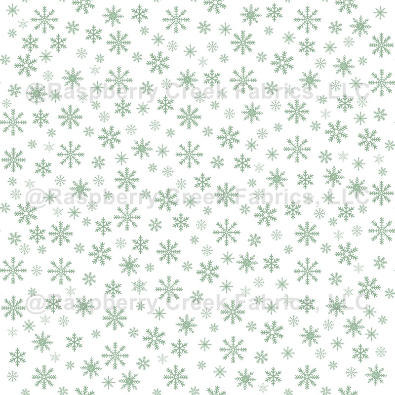 Sage Green Snowflakes on White