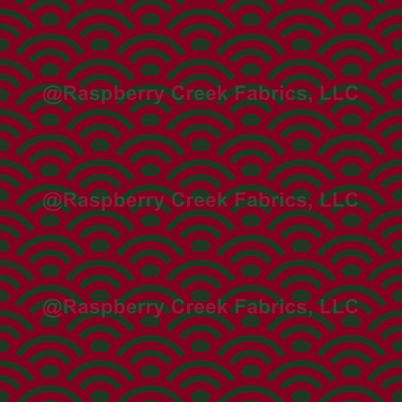 Seigaiha, Waves, Traditional Japanese Pattern, Burgundy and Dark Green