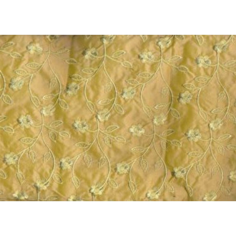 100% Silk taffeta EMBROIDERED SELF GOLD FLORAL TAFE1