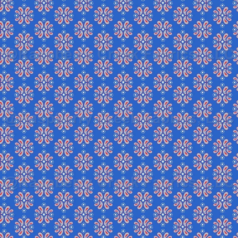 Patriotic Paisley Diamond Half Drop Bright Blue Background