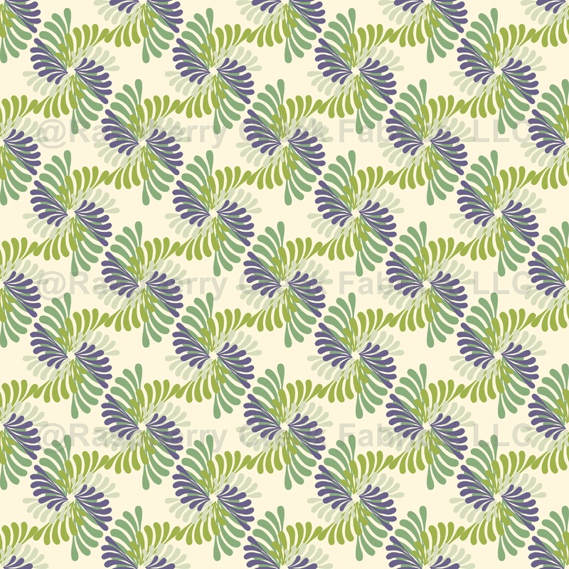 Petal Bloom Green on Pale Yellow - Small