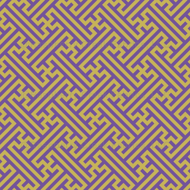 Sayagata pattern, Japanese Clothing, Purple and Yellow Gold