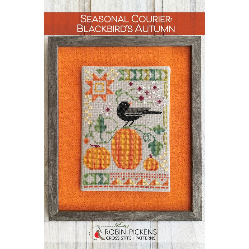 Seasonal Courier: Blackbird's Autumn Cross Stitch Pattern by Robin Pickens - Special Order