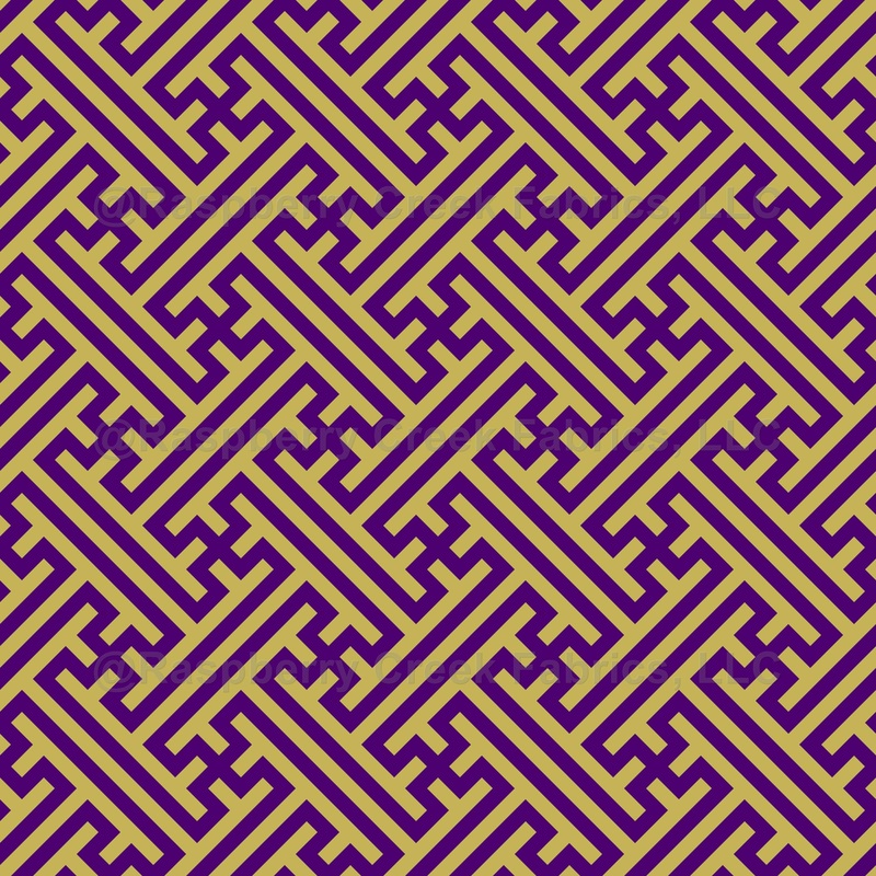 Sayagata pattern, Japanese Clothing, Yellow Gold and Purple