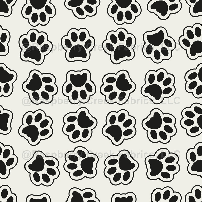 Pattern Of Paws, Dog Paws, Cat Paws, Black Paws on White Background