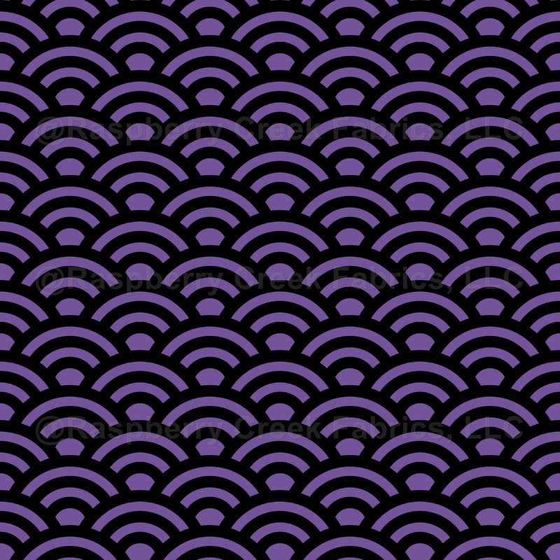 Seigaiha, Waves, Traditional Japanese Pattern, Black and Lilac