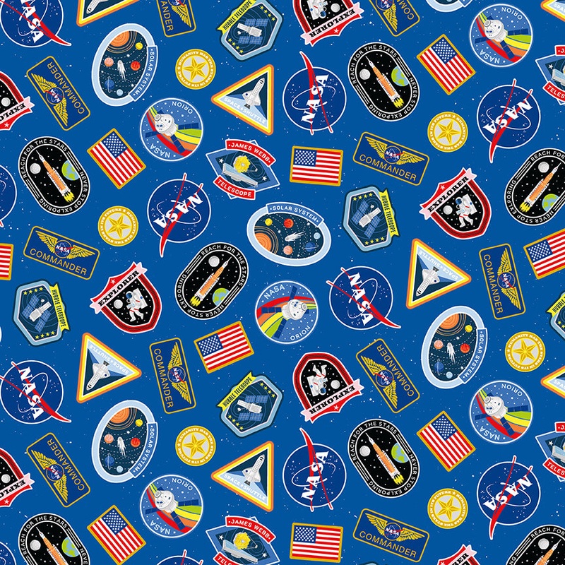 Reach For The Stars with NASA by Riley Blake Designs : Patches Sapphire C18331-SAPPHIRE