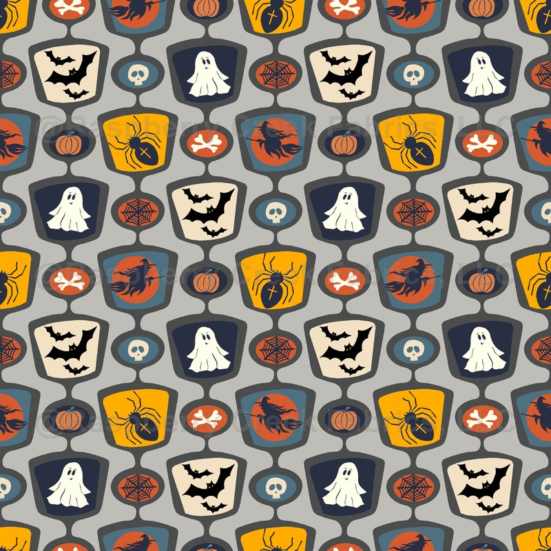 Retro Halloween on Grey - Medium