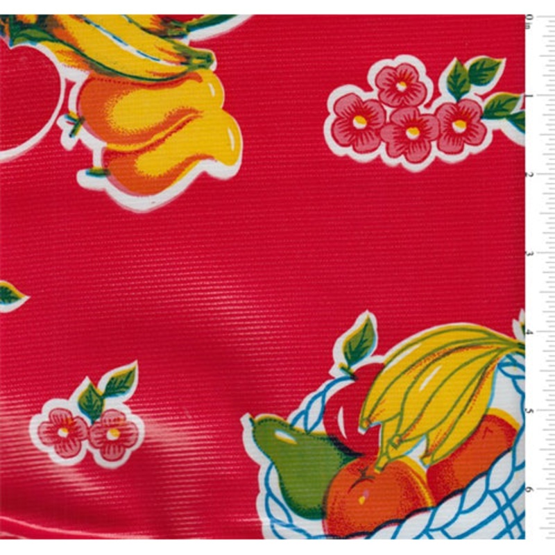 Red Fruit Basket Oilcloth Roll Fabric