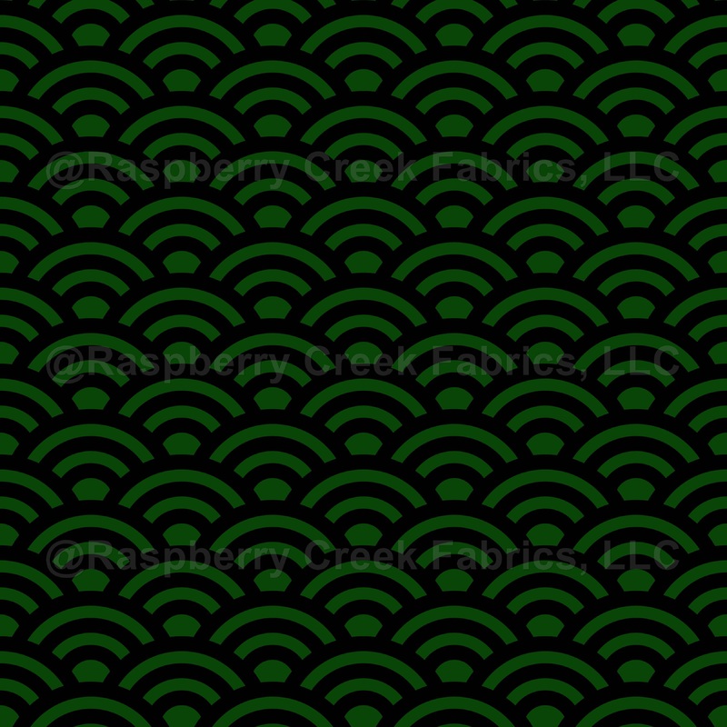 Seigaiha, Waves, Traditional Japanese Pattern, Black and Green