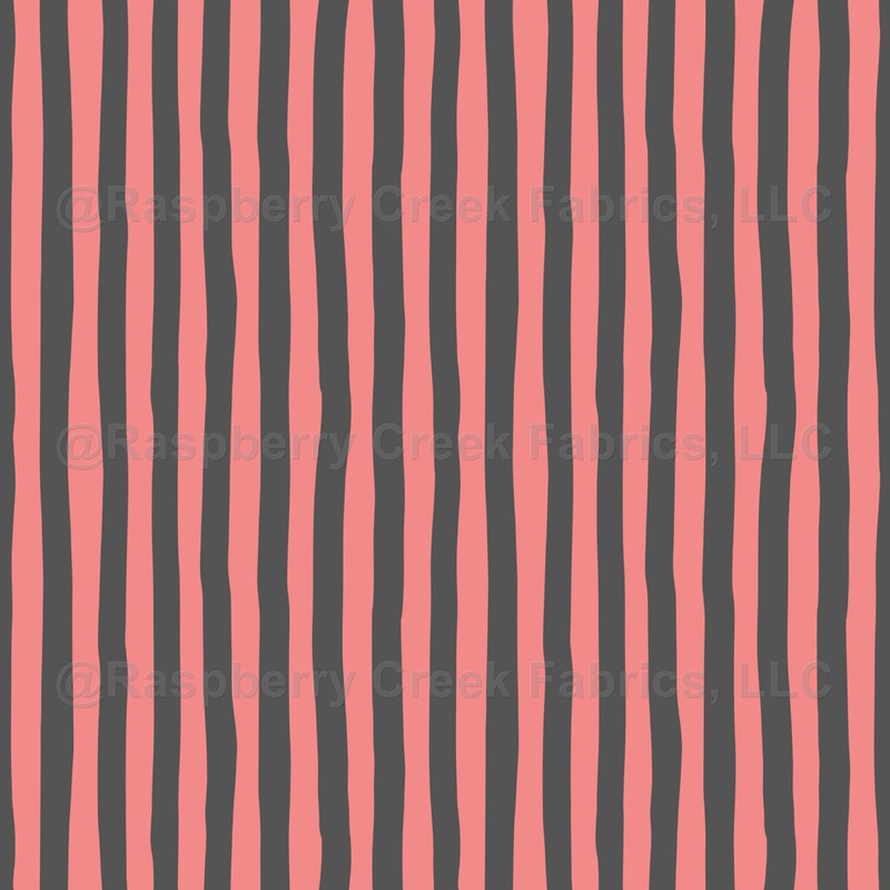 Salmon Pink & Dark Gray Wonky Stripes