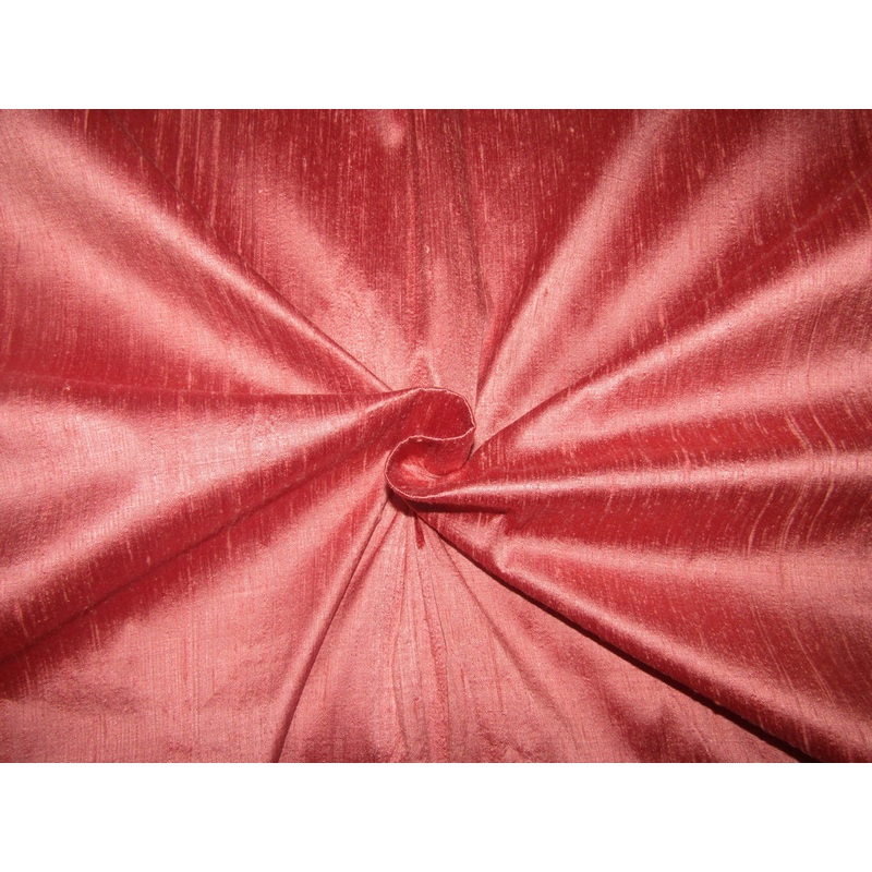 100% pure silk dupioni fabric salmon 54" with slubs by the yard