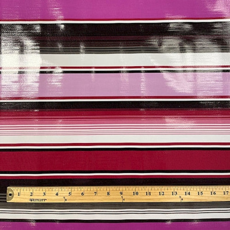 Purple Multi Stripe Oilcloth Fabric - Reorderable
