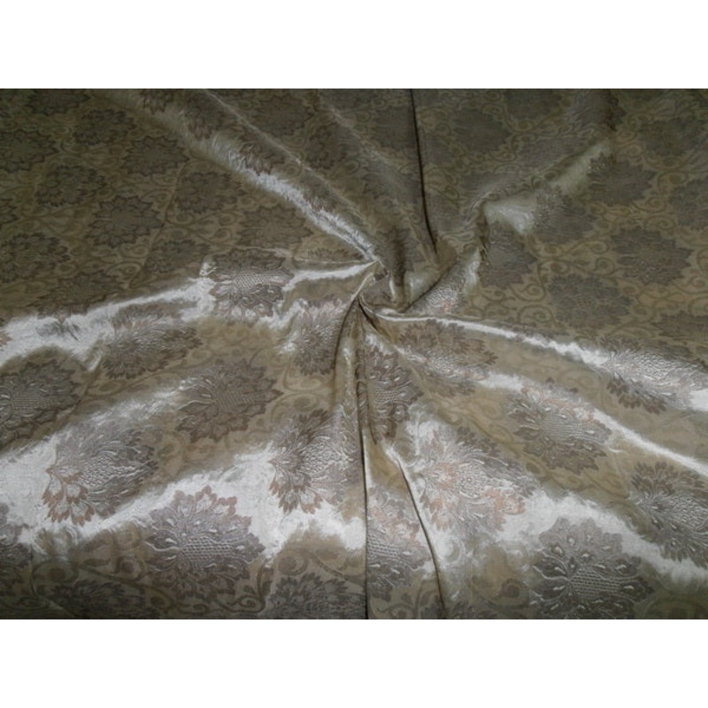 Silk Brocade Fabric beige / dark beige 44"*