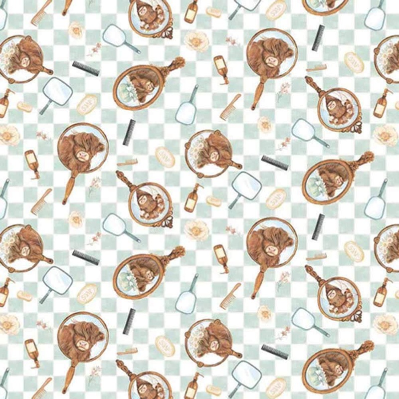 StudioE Fabrics - Bathing Bonnies by Beth Reed Designs - Digital - Mirrors - Mint - Yardage