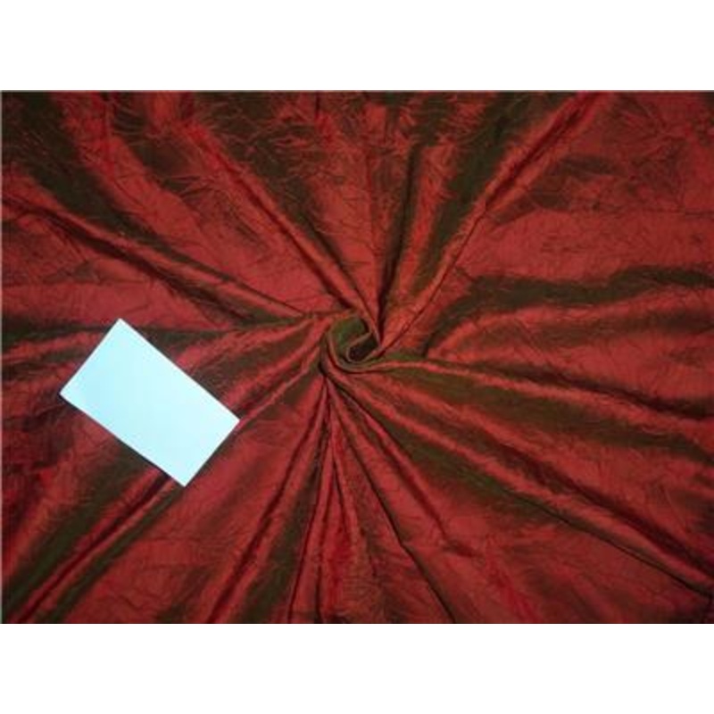 100% Pure SILK CRUSHED Dupioni RED X GREEN Fabric 60" wide.DUP#171