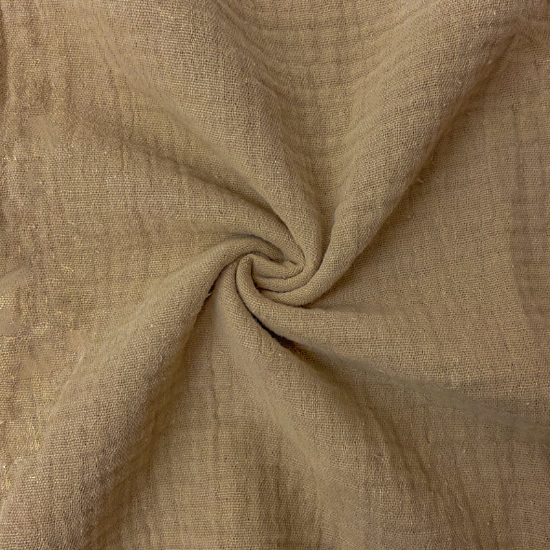 Tan Beige Cotton Solid Double Gauze Reorderable Woven Fabric